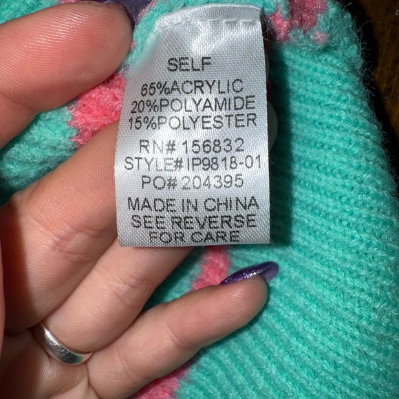 BIBI‎ Turquoise & Pink Striped Henley Sleeveless Sweater Top With Buttons - Picture 7 of 7